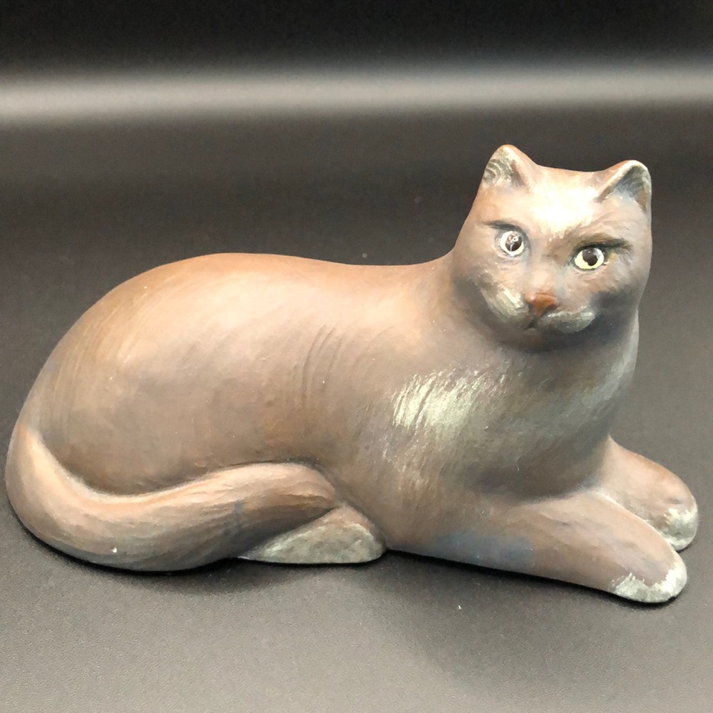 Vtg 1989 Artisan Stone Folk Art Cat